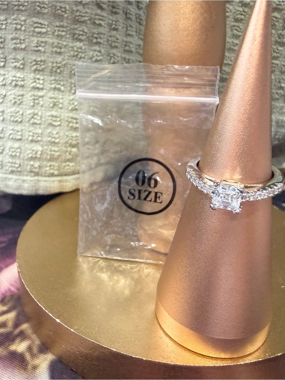 Silver Moissanite Princess Cut Engagement Ring - Size 6